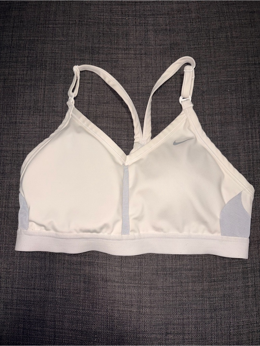 Nike Women's White Light Support Sports Bra with Mesh Accents